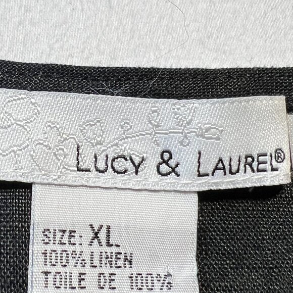 🖤Lucy & Laurel 100% Linen Top XL Black with Embroidered Detail - Dressy - Picture 7 of 10